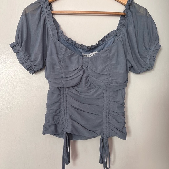 Macy’s Ruched Mesh Top - Picture 2 of 3
